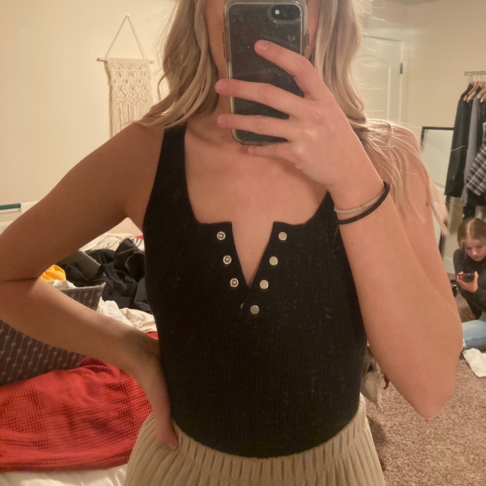 black ribbed bodysuit